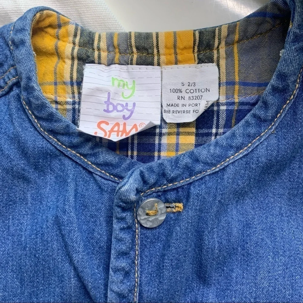 Vintage My Boy Sam classic Car Polo shirt & Matching Denim vest toddler 2T